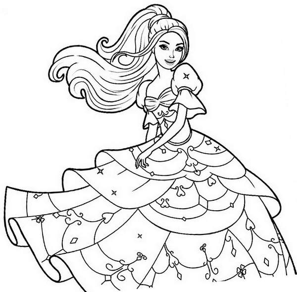 Tranh tô màu công chúa Barbie dành cho bé gái