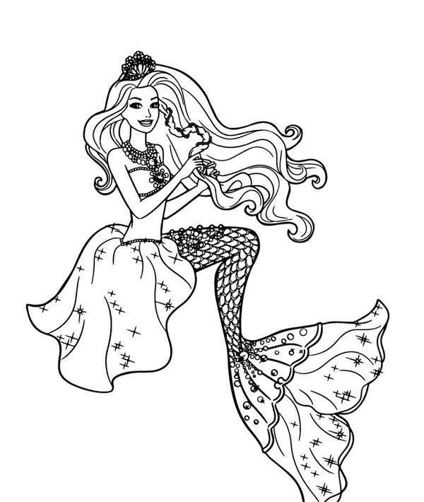 Tranh tô màu công chúa Barbie trang phục đẹp