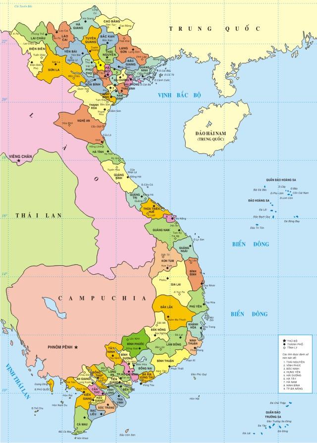 63 tỉnh thành Việt Nam-Danh sách, bản đồ, biển số, diện tích, dân số.